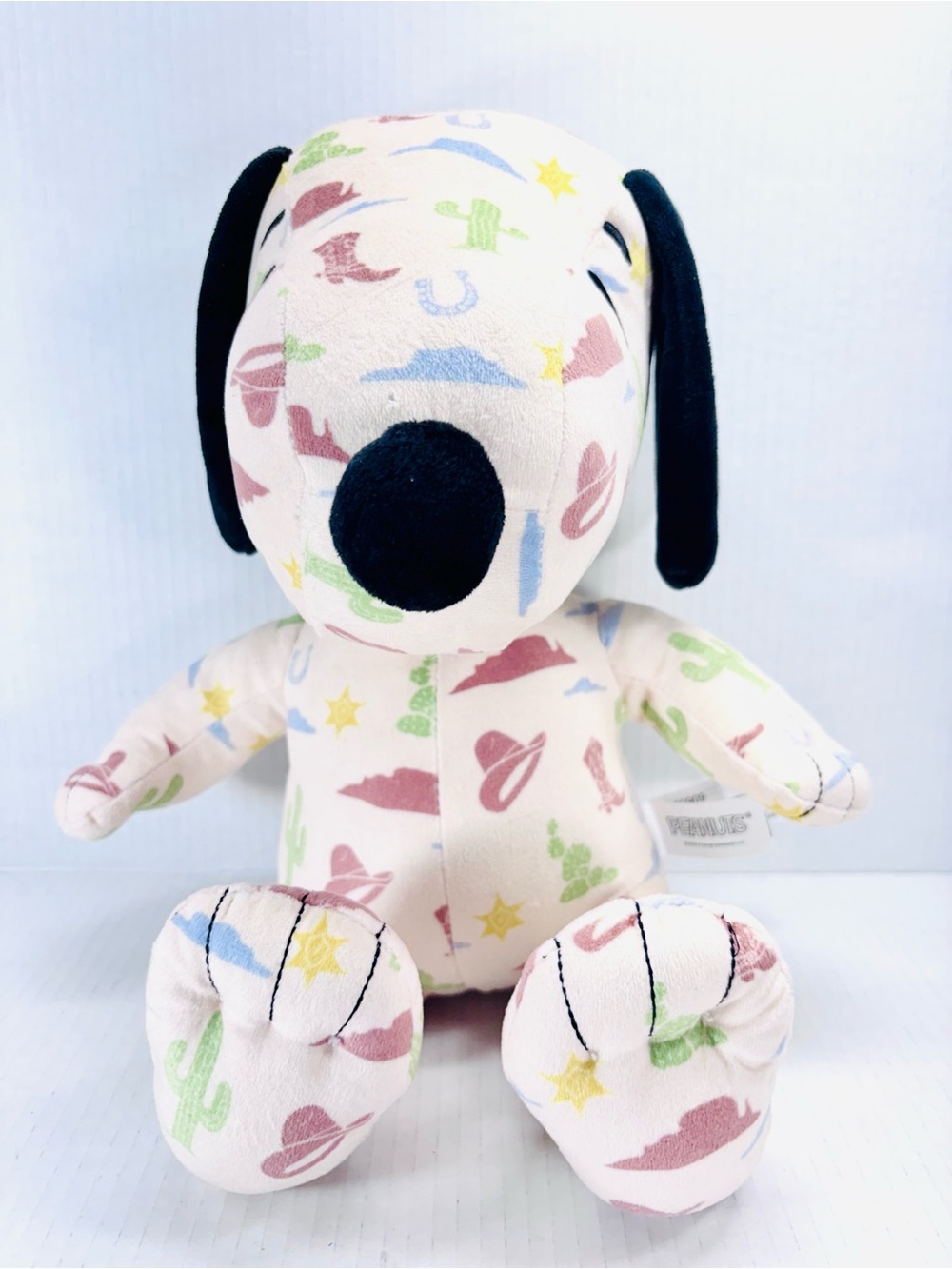 Peanuts 2024 Snoopy Sitting Plush Western Design Cowboy Print 12” Rare